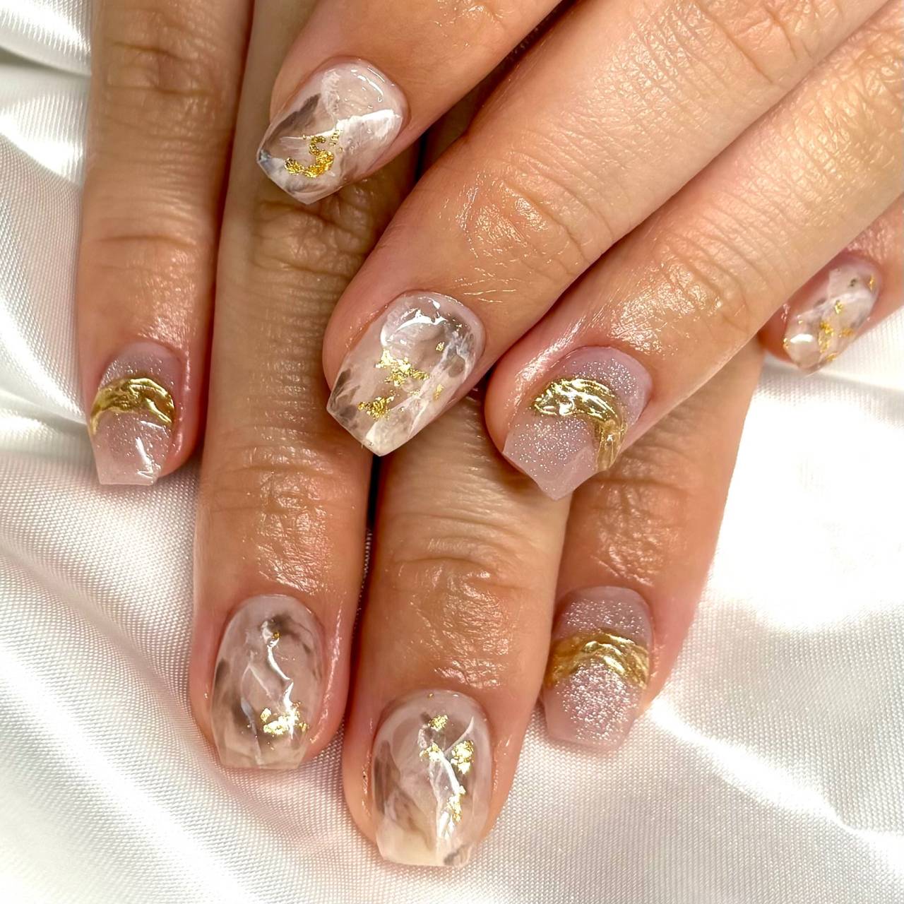 ブラウン×ホワイトのニュアンスデザイン🤍